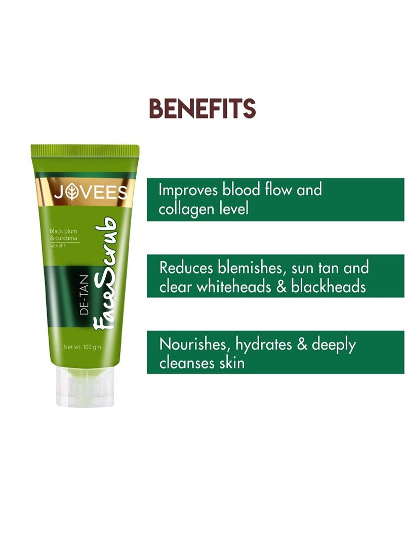 Jovees Herbal Face Care Combo | De-Tan Facewash 120ml, Scrub 100ml, face Pack 100g, Lotion 60ml | Tan Removal - Image 3